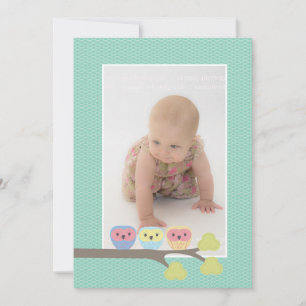 Invitation Baby Baptism Christening Aqua Owls Photo Invitatio