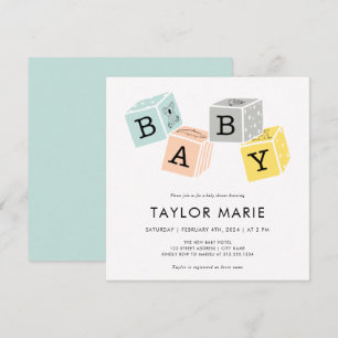 Invitation Baby Blocks   Baby shower Neutre hommes-femmes