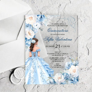 Invitation Baby Blue Cinderella Quinceañera