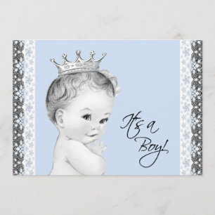 Invitation Baby Blue Sweet Little Prince Baby Shower