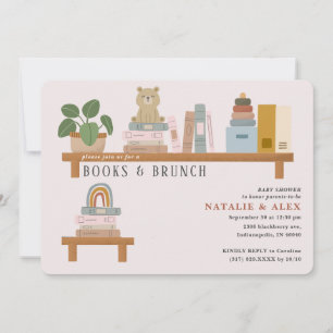 Invitation Baby Book Shelf Pink Girl Baby shower