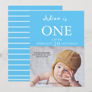Invitation Baby Boy 1st Birthday Photo