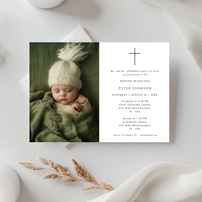 Invitation Baby Boy Baby Girl Christening Photo Baptême (Créateur téléchargé)