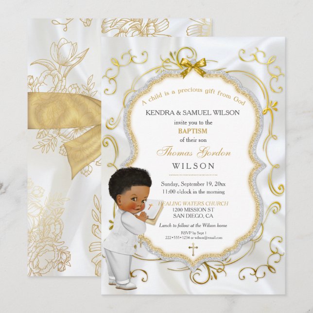 Invitation Baby Boy Baptême Communion Christening Bible (Devant / Derrière)