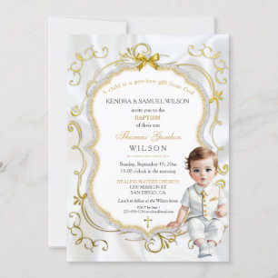 Invitation Baby Boy Baptême Communion Christening Bible