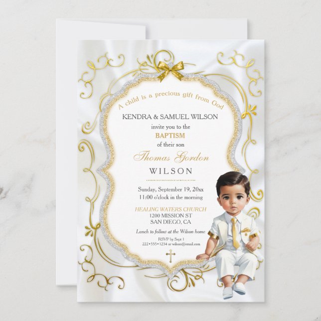 Invitation Baby Boy Baptism Communion Christening (Devant)