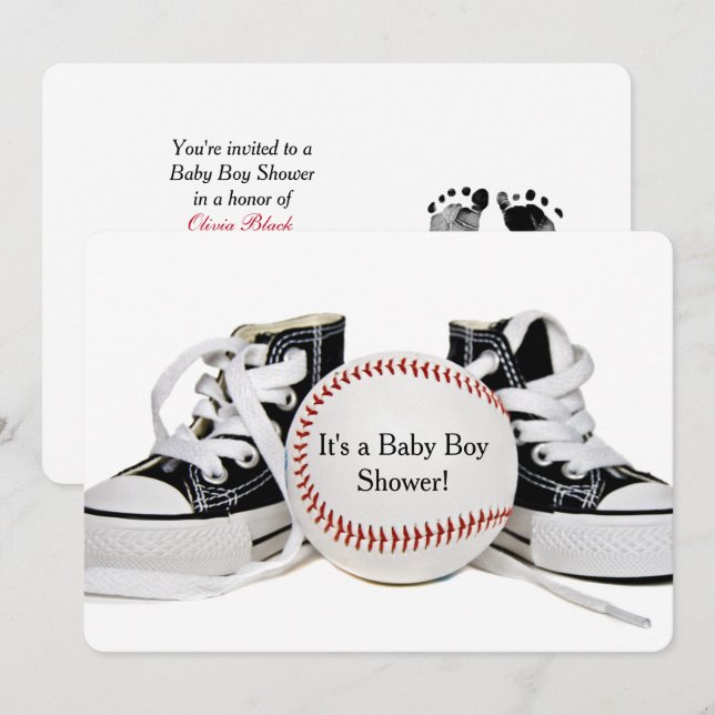 Invitation Baby Boy Baseball Douche (Devant / Derrière)