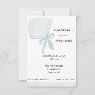 Invitation Baby Boy Blue Bonnet