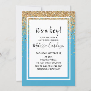 Invitation Baby Boy Blue Parties scintillant Baby shower Invi