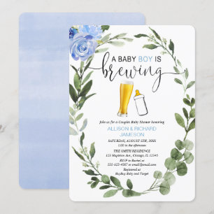 Invitation Baby Boy brasse verdure couples baby shower