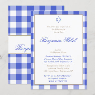 Invitation Baby Boy Cérémonie de désignation Hébreu Juif Bleu