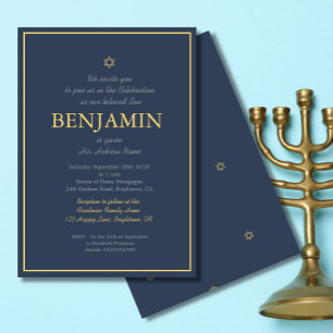 Invitation Baby Boy Cérémonie de désignation hébreu juif bleu