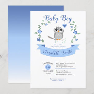 Invitation Baby Boy Cute owl baby shower