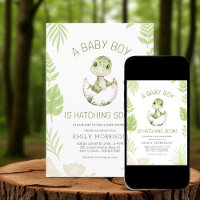 Baby Boy Douche Dinosaure Hatching Bientôt mignon
