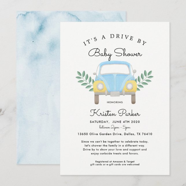 Invitation Baby Boy Drive Par Baby shower (Devant / Derrière)