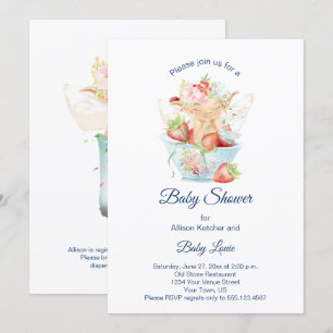 Invitation Baby Boy Fairy in Blue Teacup Baby shower
