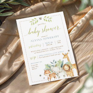 Invitation Baby Boy Jungle Safari Animaux Blue Green Douche