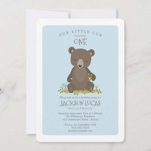 Invitation Baby Boy Little Cub Fête d'anniversaire pour enfan (Devant)
