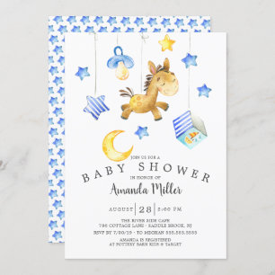 Invitation Baby Boy Mobile Baby shower Cheval