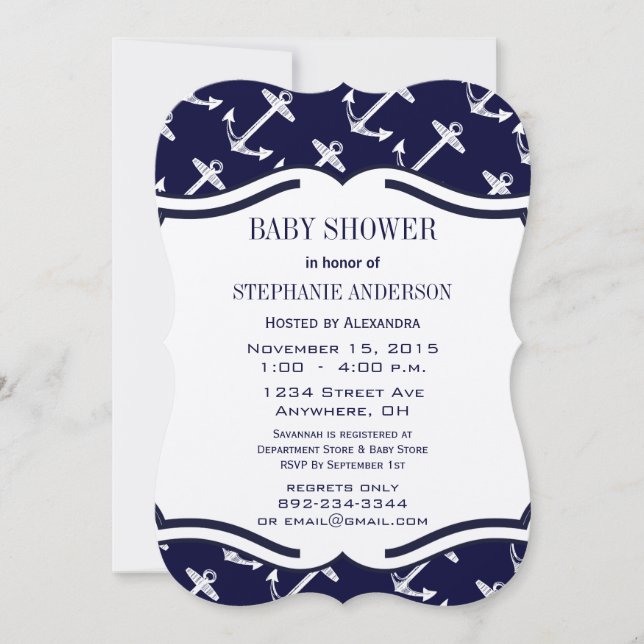 Invitation Baby Boy moderne Douche nautique (Devant)