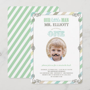 Invitation Baby Boy Mustache 1er anniversaire fête Photo Invi