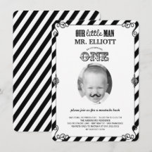 Baby Boy Mustache 1er anniversaire fête Photo Invi