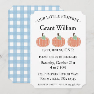 Invitation Baby Boy Notre Petit Citrouille Premier Anniversai