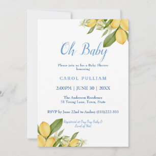 Invitation Baby Boy Positano Lemons Baby shower Motif bleu