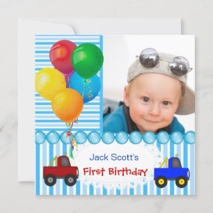 Invitation Baby Boy Premier anniversaire 1er coloré