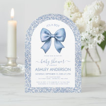 Baby Boy Shower Arc Bleu Blanc Motif Floral