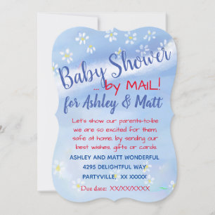 Invitation Baby Boy Soft Daisies Baby shower d'aquarelle