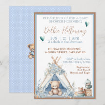 Baby Boy Teddy Bear dans le Baby shower Teepee