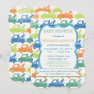 Invitation Baby Boy Tow Truck Douche