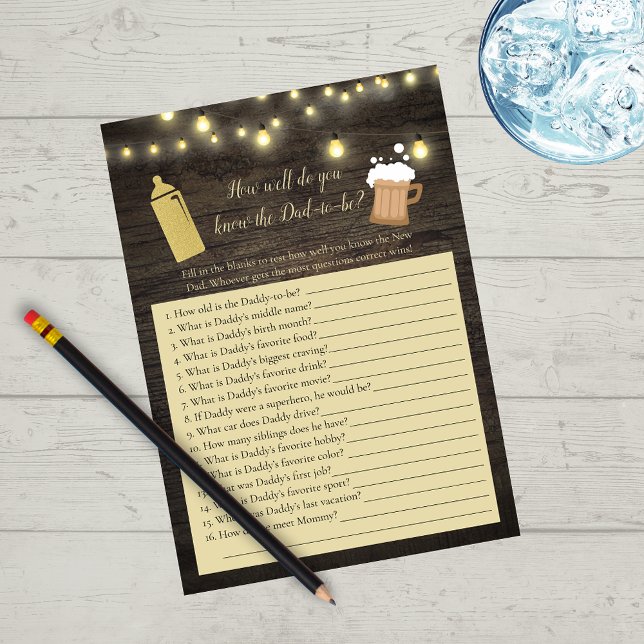 Invitation Baby Brewing Gold Qui Connaît Papa-To-Be Meilleur  (Créateur téléchargé)