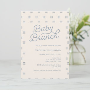 Invitation Baby Brunch Bleu Poussiéreux   Bohème Simple 