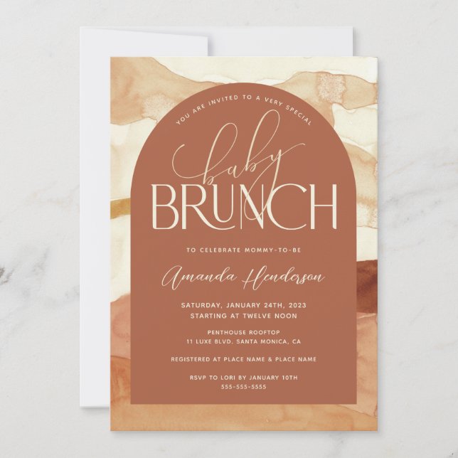 Invitation Baby Brunch de genre neutre aux tons de la Terre (Devant)