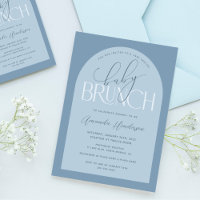 Invitation Baby Brunch Garçon Poussiéreux Bleu Béb