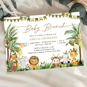 Invitation Baby Brunch Safari d'Animaux Sauvages Mignons