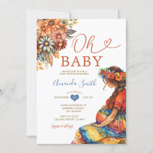 Invitation Baby Bump Douche Grosse Ventre Enceinte Coloré Flo