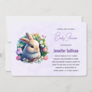 Invitation Baby Bunny dans le Baby shower de fleurs de printe