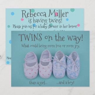 Invitation Baby chaussures garçon et fille jumeaux baby showe