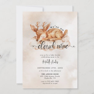 Invitation Baby Deer   Baby shower fille aquarelle