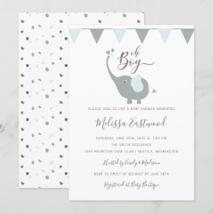 Invitation Baby Elephant Baby shower Oh Boy Party