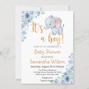 Invitation Baby Elephant C'est un Baby shower garçon