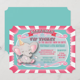 Invitation Baby Elephant Circus Billets Anniversaire Invitati