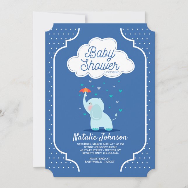 Invitation Baby Elephant Shower (Devant)