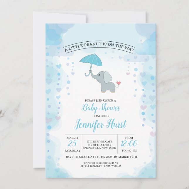 Invitation Baby Elephant Shower (Devant)
