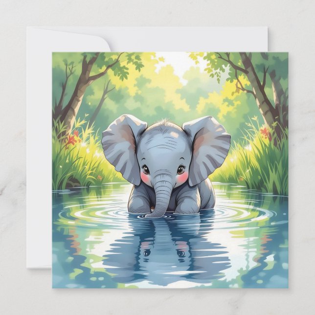 Invitation Baby Elephant Themed | First Birthday Party (Devant)