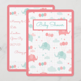 Invitation Baby Elephant Zoo Animaux Garçon ou Fille