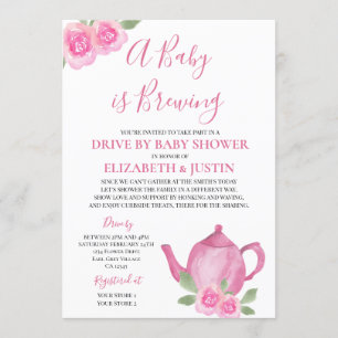 Invitation Baby est en train de brasser la théière rose Drive